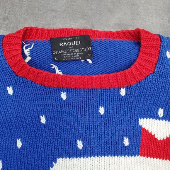 Raquel Hand Knit Sweater Peru 3D Cotton Large Wearable Art OOAK Christmas Ugly - Picture 4 of 12